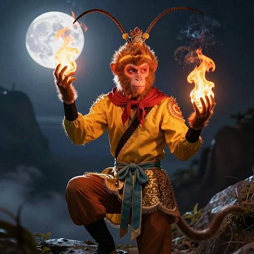Sun Wukong Juggling Enchanted Fire Orbs