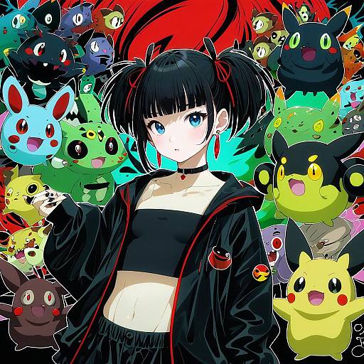 Illustration of Morpeko (hangry), pokemon in the style of Yanyo (ogino atsuki)