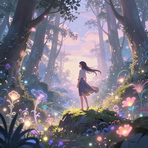 Ethereal Anime Mystical Forest Scene