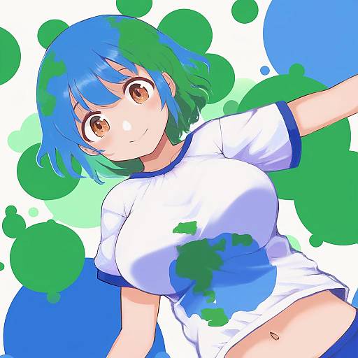Illustration of Earth-chan, original in the style of Tako (plastic protein)