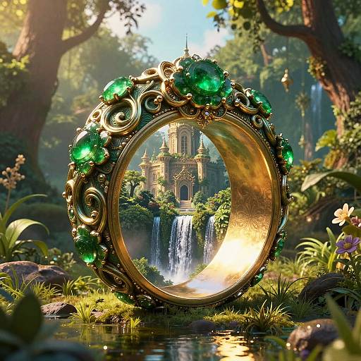 Emerald-Encrusted Fantasy Forest Ring