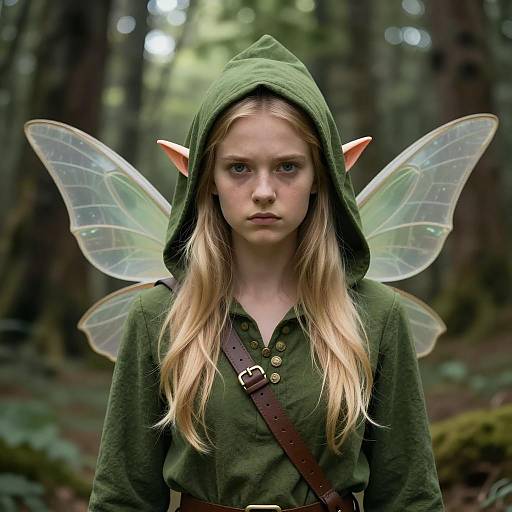 Young Elf Girl in Forest Costume