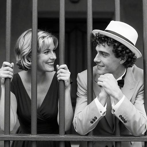 Romantic Encounter Behind Vertical Bars