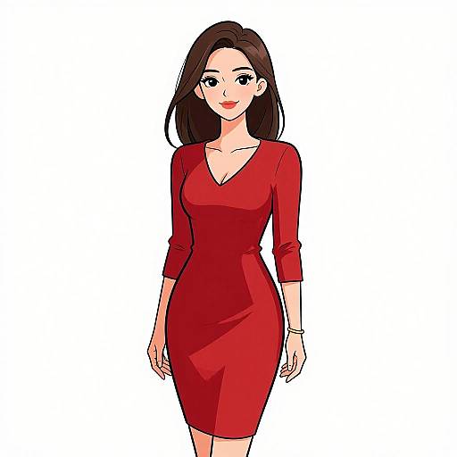 Smiling Woman in Red Bodycon Dress