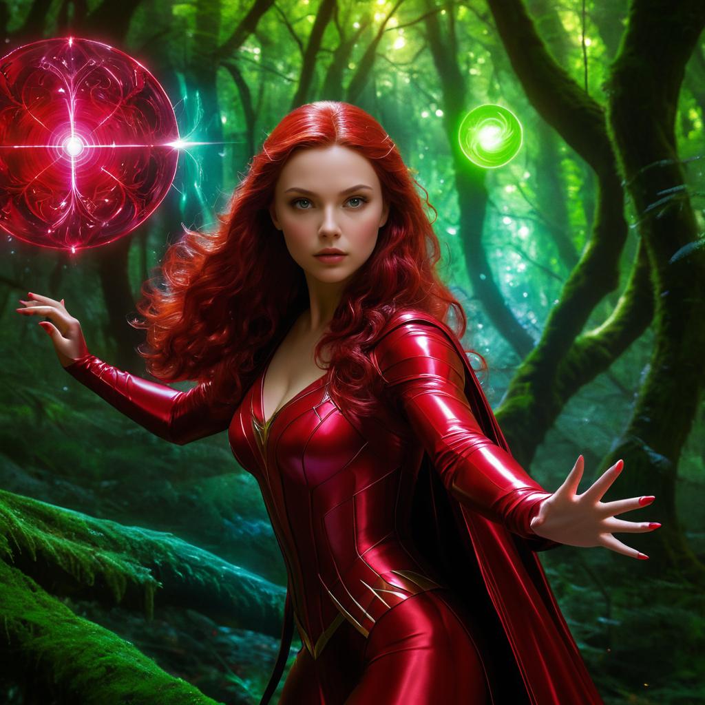 Scarlet Witch in a Mystical Forest Art