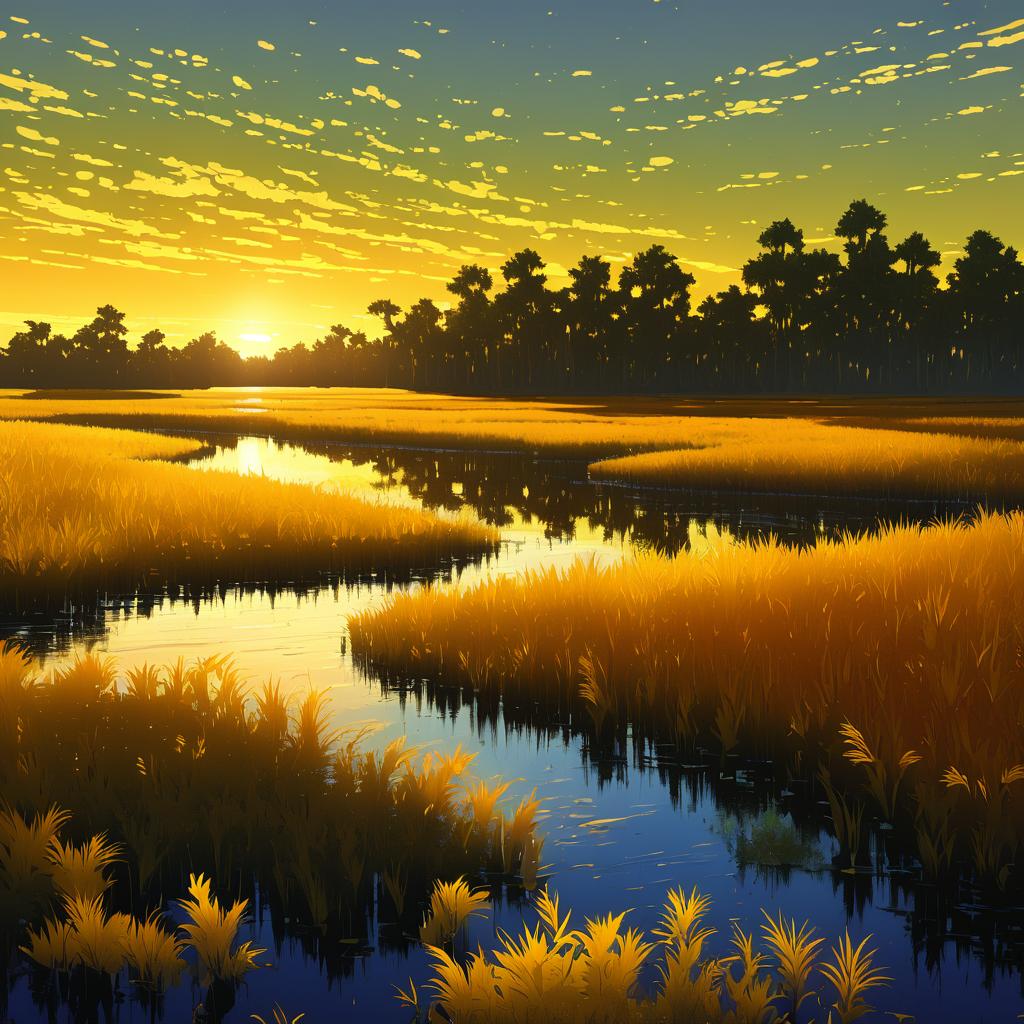 Artistic Rendering of a Marshy Delta