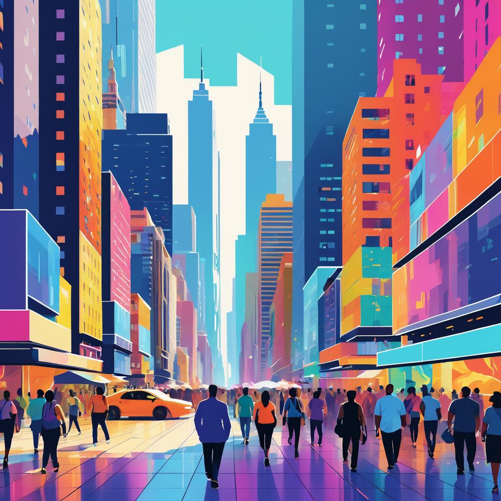 Vibrant Cityscape with Skyscrapers and Art