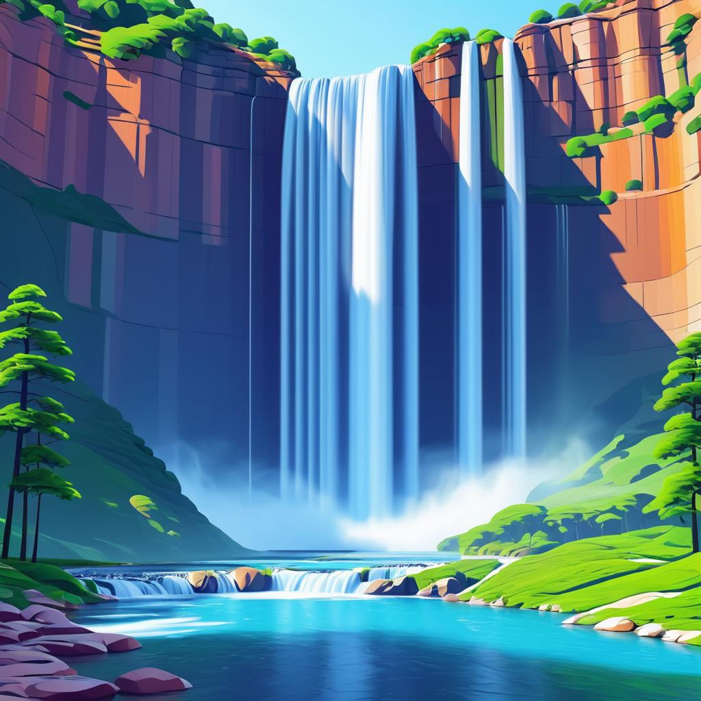 Stunning Majestic Waterfall Vector Art