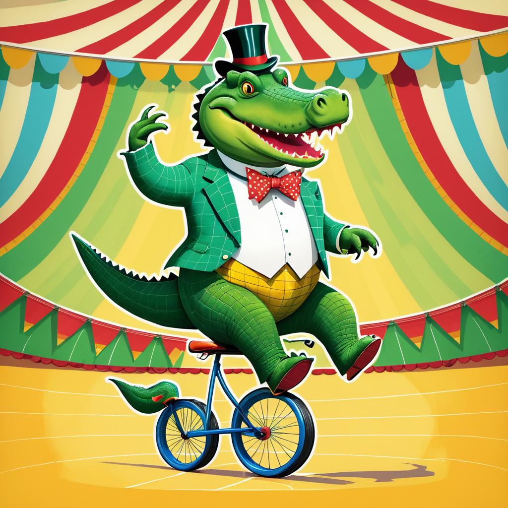 Crocodile on a Unicycle in Circus