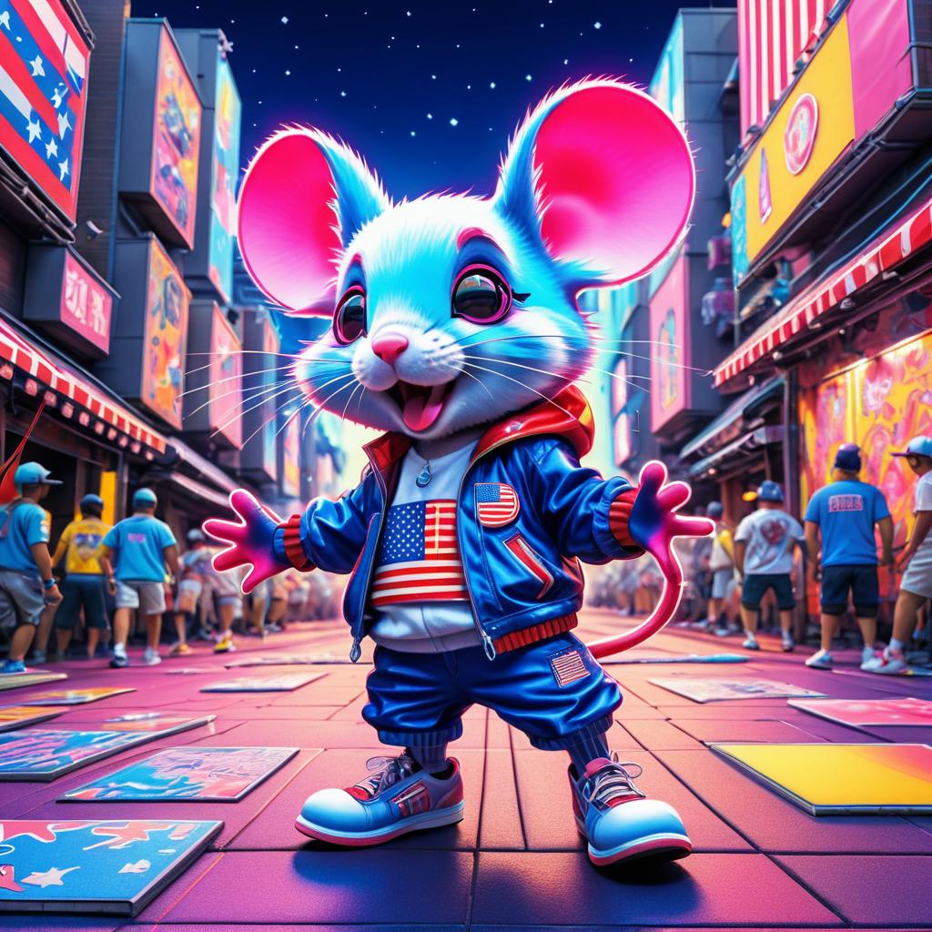 Vibrant Cyberpunk Festival Mouse Art