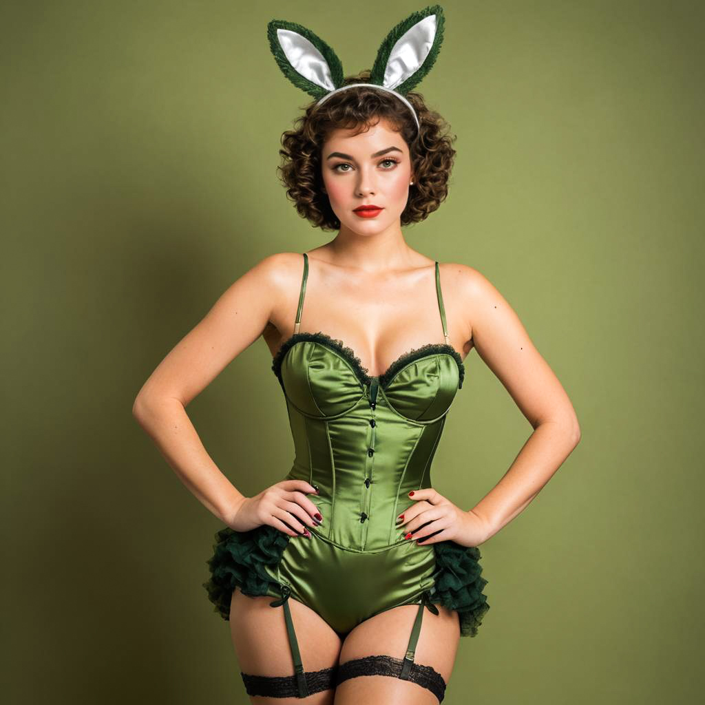 Sassy Young Woman in Playboy Bunny Outfit