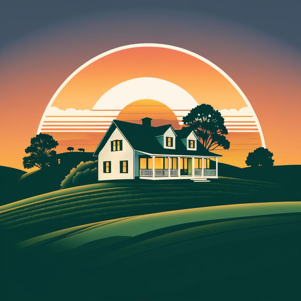 Vintage Real Estate Logo with Sunrise