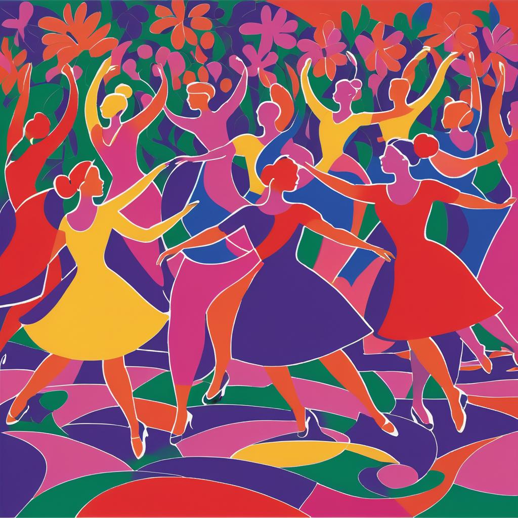 Dynamic Matisse-Style Dance Party Scene