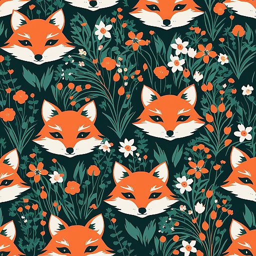 Whimsical Fox Synth with Floral Patterns Whimsical Fox Synth with Floral Patterns