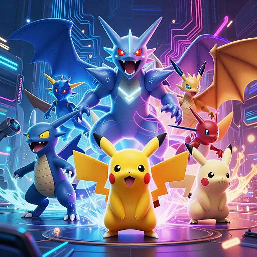 Futuristic Neon-Lit Legendary Pokémon