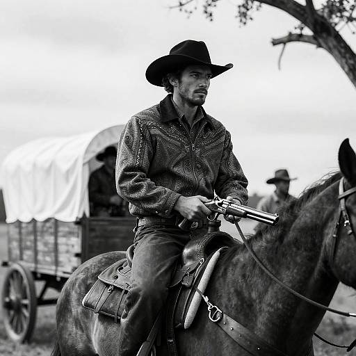 Dramatic Cowboy in a Classic Western Scene