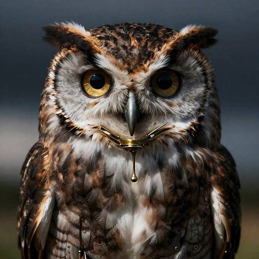 Clockwork owl with brass oil drip