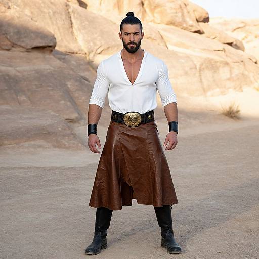 Muscular Man in Rocky Desert