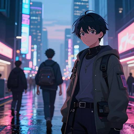 Futuristic Neon Anime Cityscape