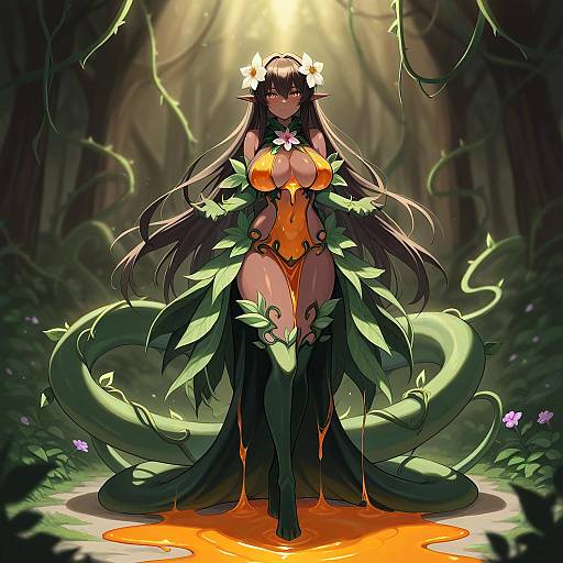 Dark Skin Alraune Nectar Flower Maiden