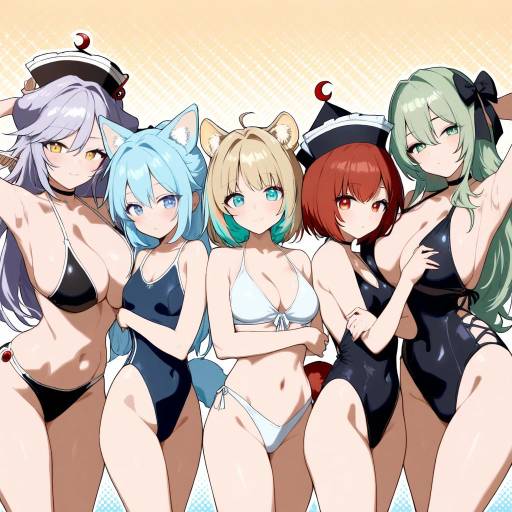 Colorful Swimsuit Group with Animal Features