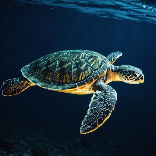 Sea Turtle Swimming Under Moonlight Sea Turtle Swimming Under Moonlight