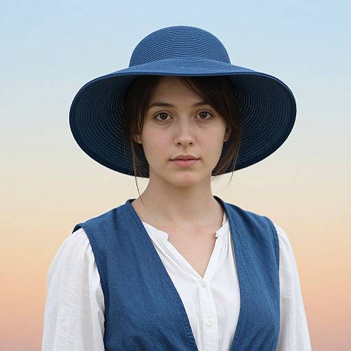 Serene Portrait with Blue Hat