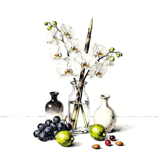 Minimalist Ink Still Life Composition