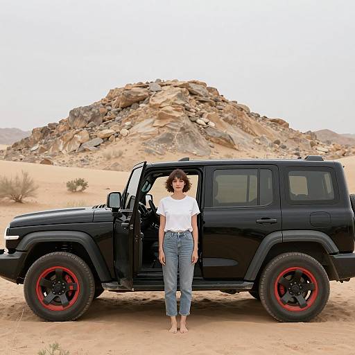 Nude Woman in Desert with SUV