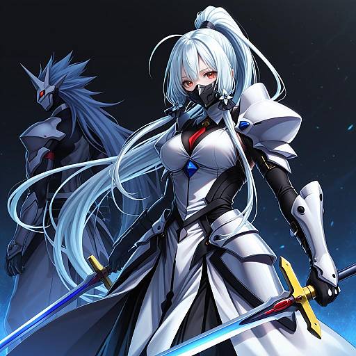 Illustration of Hakumen, blazblue in the style of Ramchi