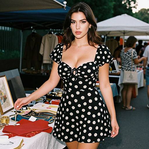 Willowy Woman in Daisy Print Dress