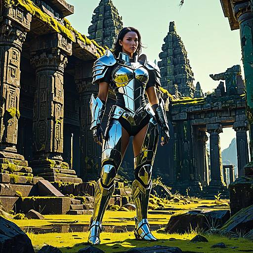 Futuristic Warrior Queen in Chrome Armor