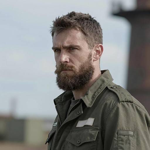 Rugged Man in Military Jacket Portrait