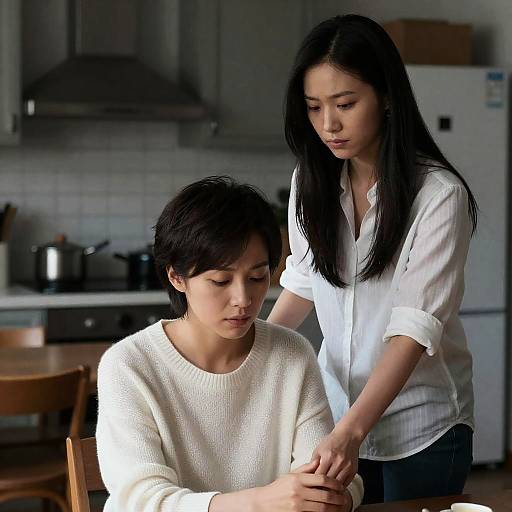 Emotional Connection in a Cozy Kitchen