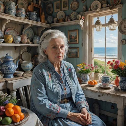 Elderly Woman in Cozy Seaside Cottage