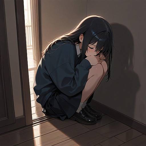 Contemporary Sad Girl in Dappled Sunlight