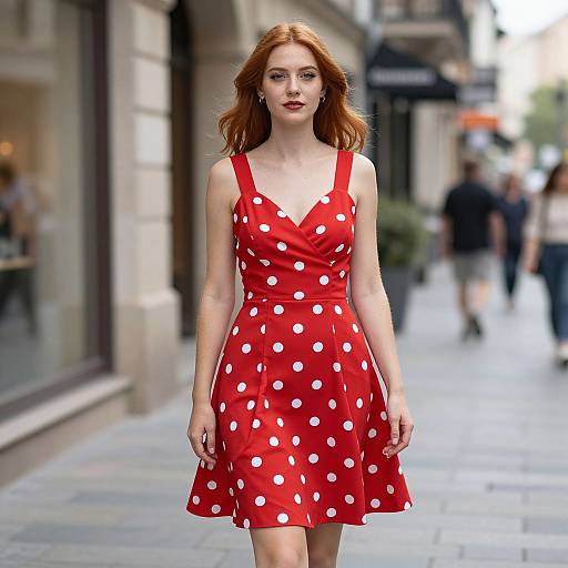Woman in Red Polka Dot Dress