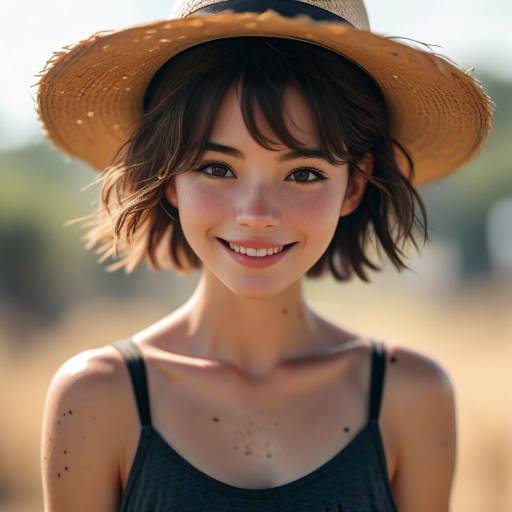 Portrait of a Smiling Girl in Hat
