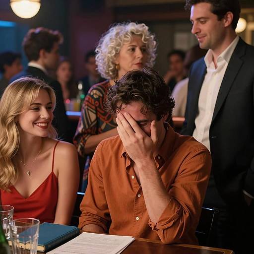 Lively Bar Scene with Friends and Laughter