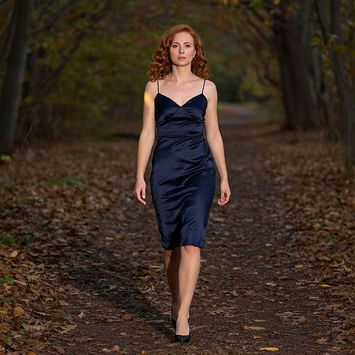 Elegant Woman in Autumn Forest