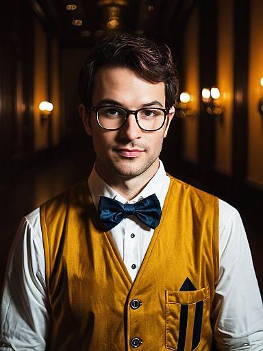 Candid Man in Nerd Costume Portrait