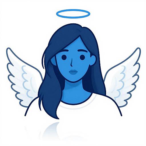 Blue Angel Woman Cartoon Sketch