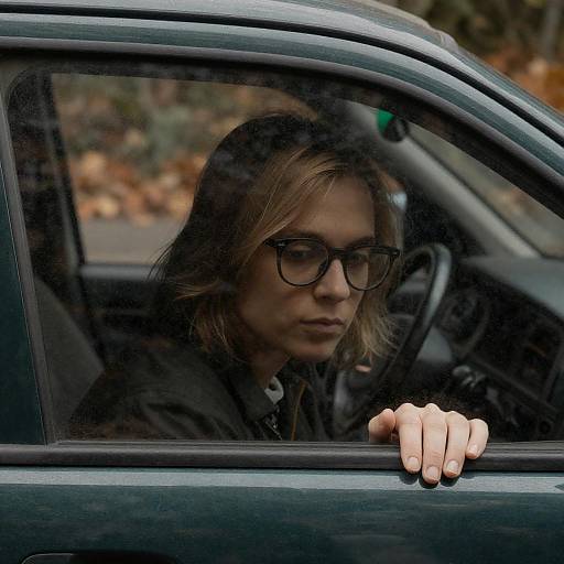 Gritty Portrait Through Dirty Car Window