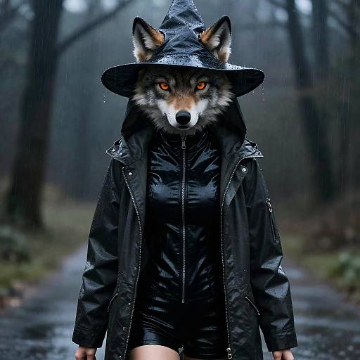 Photorealistic Furry Girl in Rain
