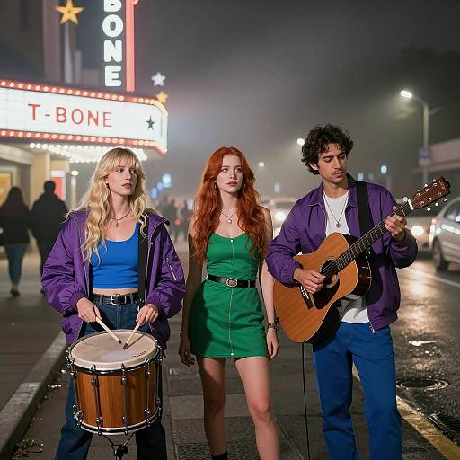 Night Musicians Under Starry Marquee