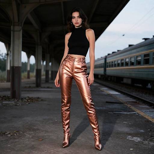 Edgy Model in Rose Gold Boots