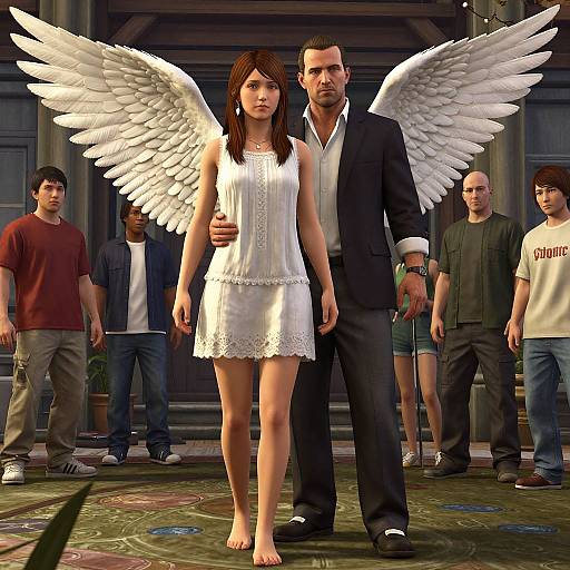 Detailed Angelic Duo in Fantasy Environment