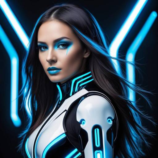 Futuristic Woman in Cyberpunk Bodysuit