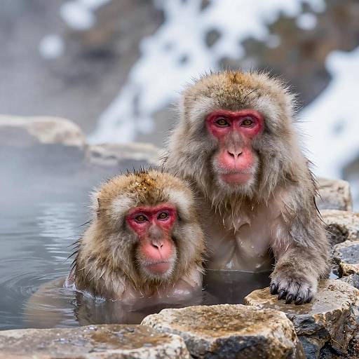 Snow Monkey Relaxing in Hot Spring