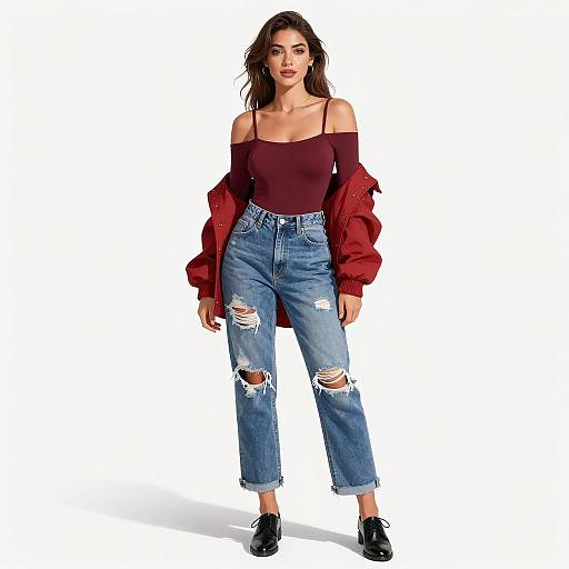 Confident Young Woman in Chic Outfit